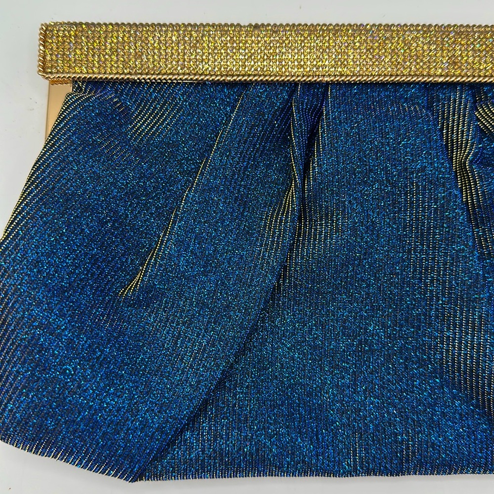 Blue sparkling evening clutch with crystals - Picture 12 of 14
